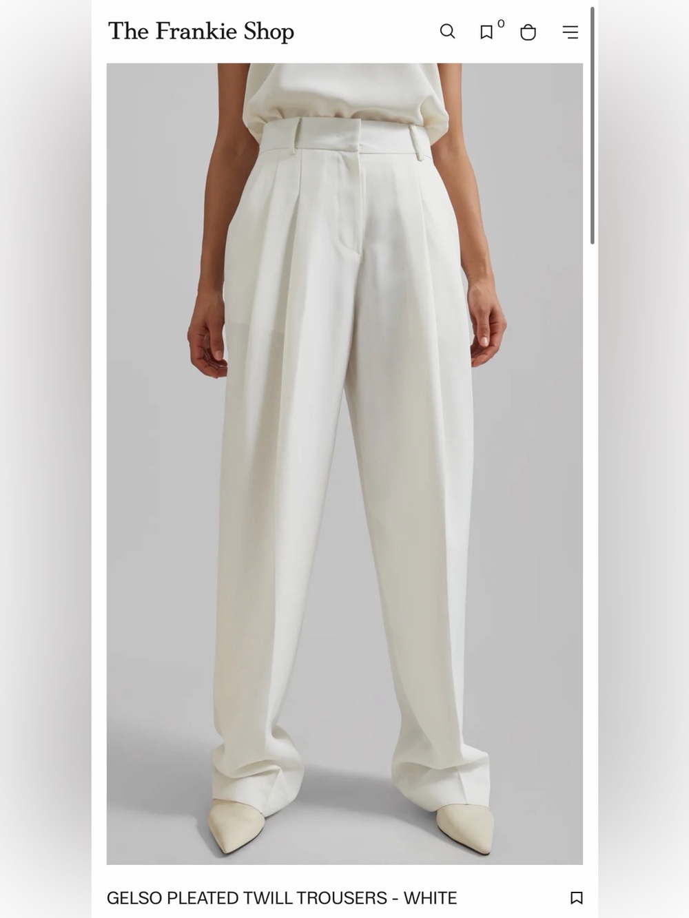 The Frankie Shop High-Waist Pleated Wide-Leg trouser in White